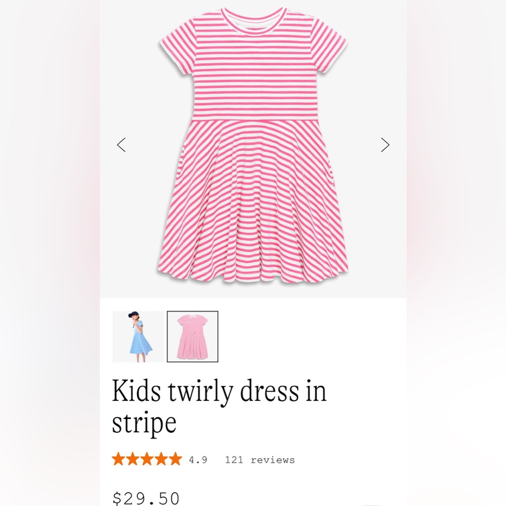 Pink and White Striped Kids Dress